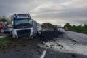 The lorry that smashed through the M6 central reservation on Friday