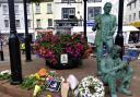 Floral tributes left at the gazebo in Whitehaven market place. Picture: Margaret Baker