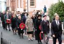 The Remembrance Sunday parade makes its way to Castle Park, Whitehaven 2014