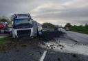 The lorry that smashed through the M6 central reservation on Friday