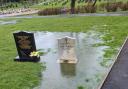 One of the graves in Egremont Cemetery which flooded following heavy rainfall