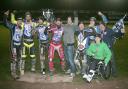 Workington Comets celebrate their first ever league title win at Derwent Park after Sunday night's SGB Championship play-off final second leg against Lakeside. Pictures by Dave Payne