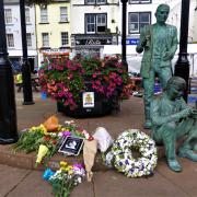Floral tributes left at the gazebo in Whitehaven market place. Picture: Margaret Baker