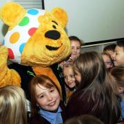 Pudsey Bear visited pupils at St Beghs school, Whitehaven in 2011 to support the pupils in their fundraising event for Children in Need