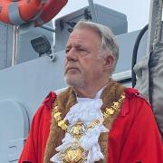 Former Mayor of Whitehaven Chris Hayes wearing the regalia