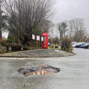 The pothole outside Gosforth Shop has been causing 'chaos' in the village