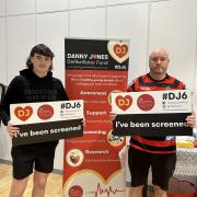 The first two people to be screened, father and son, Luke and Geoff Clements.
