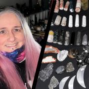 Julie Graham and her collection of crystals that will be for sale