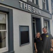 Joanne Jeynes and Richard Taylor outside The Sun at Hensingham