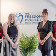 . L-R Nicola Cairns- Service Manager, Hope Vallely- Operations Manager, Vicky Pike- Charity Manager, Emma Jenkinson- McKenzie Friend/ Support Worker