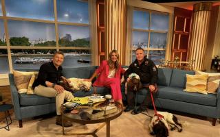 Ben Shephard, Cat Deeley and Kerry alongside the pooches on This Morning