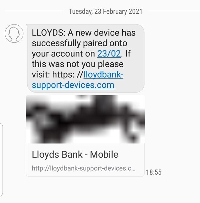 SCAM: Fake text from Lloyds Bank