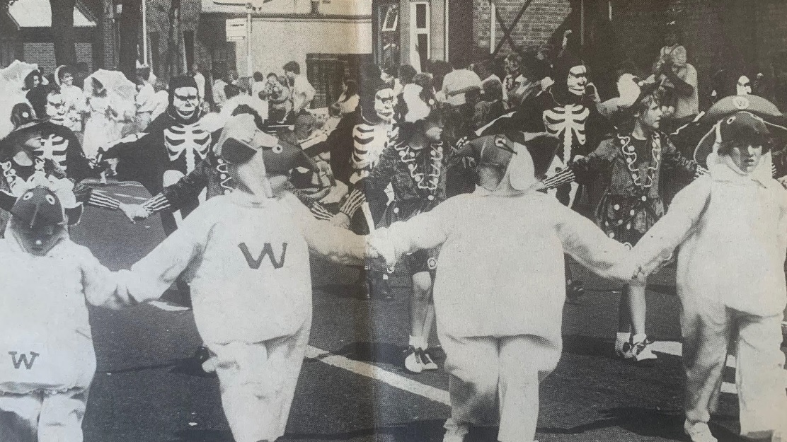 OVER GROUND: ‘Wombling’ along in the parade in 1988