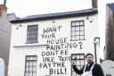 DISGRUNTLED: Dean Reeves 50, painted black graffiti on a house accusing the owner of not paying him