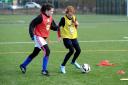 Cumberland FA football skills session for girls at Lakes College.