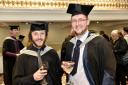 University of Cumbria winter graduation ceremony November 2017 at  Carlisle Cathedral. 
Graduates Joe Pearson from Cleator Moor (L) and Andy Branthwaite from Penrith
22nd NOVEMBER 2017. DAVID HOLLINS.