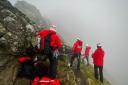 Mountain rescue teams in their rescue operation
