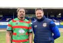 Fuifui Moimoi has re-signed for Workington Town, pictured here with head coach Chris Thorman. Picture: Gary McKeating