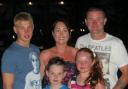 Danny Hodgson, left, pictured with parents Nicola and Peter, brother Joe and sister Abby