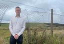 Conservative candidate Andrew Johnston at the site of the proposed coal mine in Whitehaven