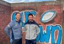 New Workington Town coach Chris Thorman with skipper Ollie Wilkes. Picture: Gary McKeating