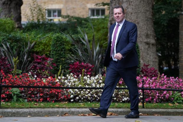 Chief Whip Mark Spencer arrives at Downing Street, London, as Prime Minister Boris Johnson reshuffles his Cabinet. (PA)