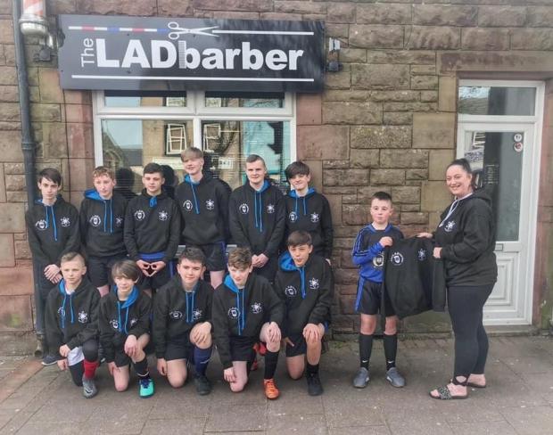 Whitehaven News: TEAM: Windscales kids with training tops provided by The LadBarber