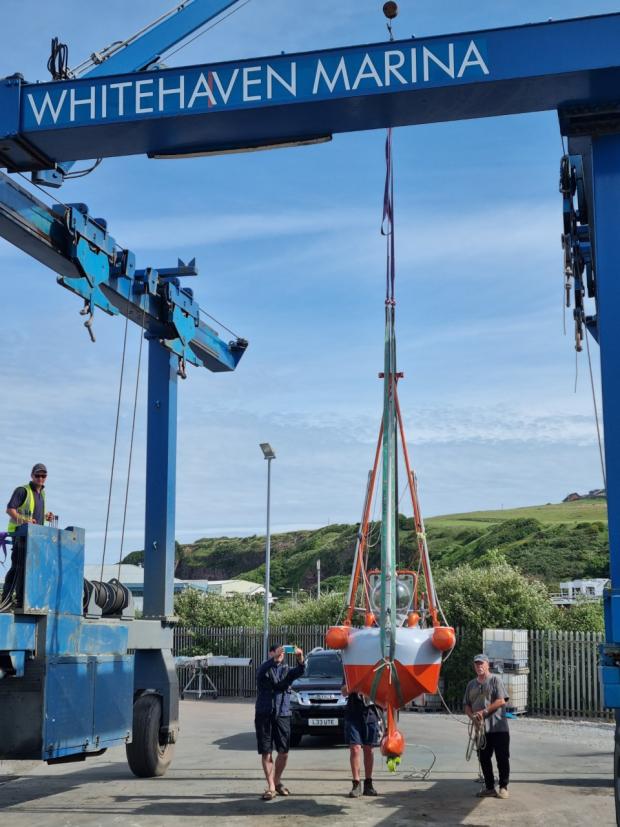 Whitehaven News: TRIAL: The boast is lowered into the harbour 