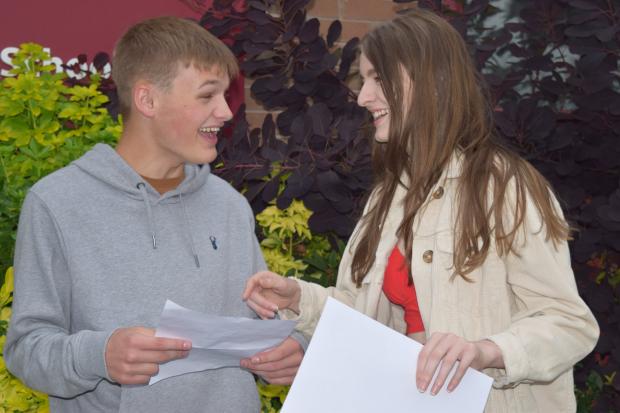 Josh Meyfroidt and Rebecca White celebrate their results