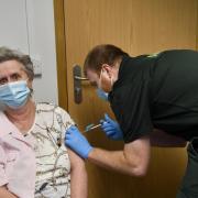 The first Covid-19 coronavirus vaccine is given to patient Agnes Hardy at The West Cumberland Hospital in Whitehaven