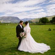 Views: The stunning Lorton Vale in the background as loving couple Rebecca and Reece Leverton finally tie the knot post-lockdown at the Hundith Hill Hotel. Photo by Joshua Wyborn.