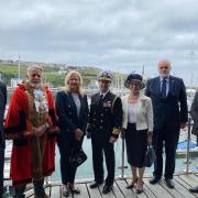 HISTORY: The most recent Attache visit by Captain Kevin Quarderer USN, flanked either side by his wife and the Lord Lieutenant for Cumbria.