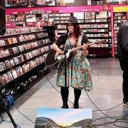 Emma Hunt performing at HMV in Workington