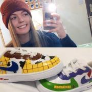 Kate Park and the first shoes she designed, based off Toy Story