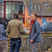 TV presenter Chris Packham was seen filming on Whitehaven Harbour this morning