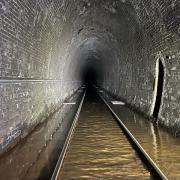 Flood water in Whitehaven tunnel containing iron ochre