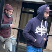 Koyesh Ali and Giash Uddin leave Workington Magistrates' Court on Monday