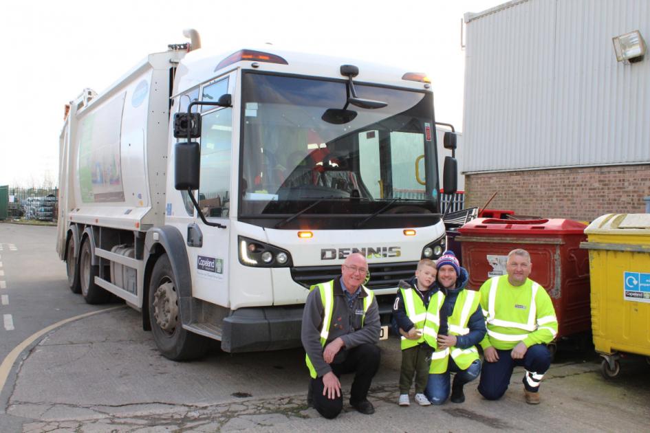 Copeland council recycling team welcome young visitor to Moresby depot 